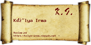Kólya Irma névjegykártya